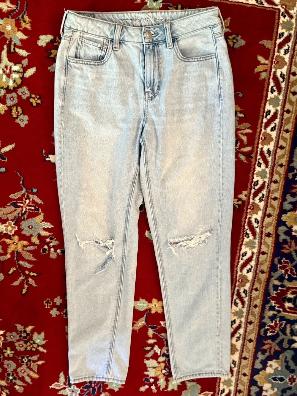 American Eagle Outfitters Light Blue High-Rise Distressed Jeans